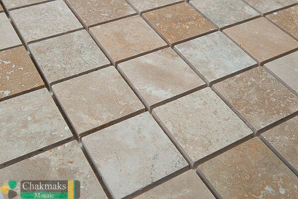 Каменная Chakmaks Anatolian Stone 50x50 Мозаика из травертина (50х50*10 мм) RUSTIC — фото 3