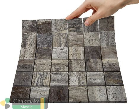 Каменная Chakmaks Anatolian Stone 50x50 Мозаика из травертина (50х50*10 мм) SILVER — фото 2