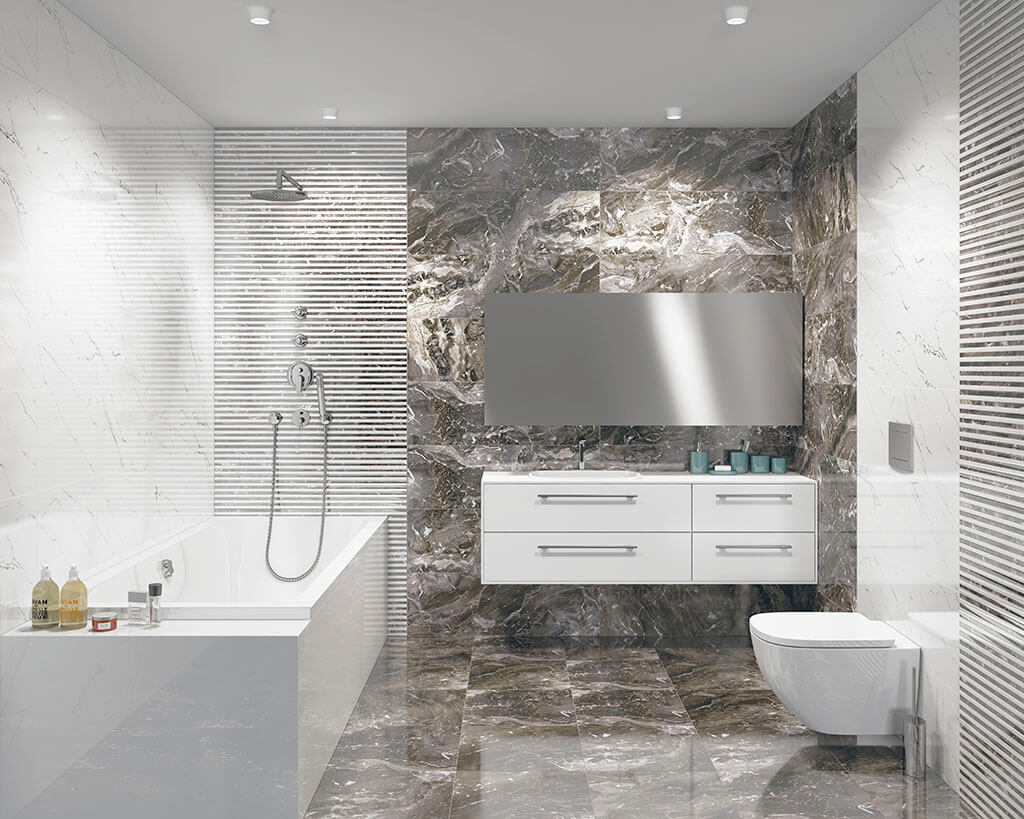 Фото в интерьере для ванной Click Ceramica Estatuario-Nero