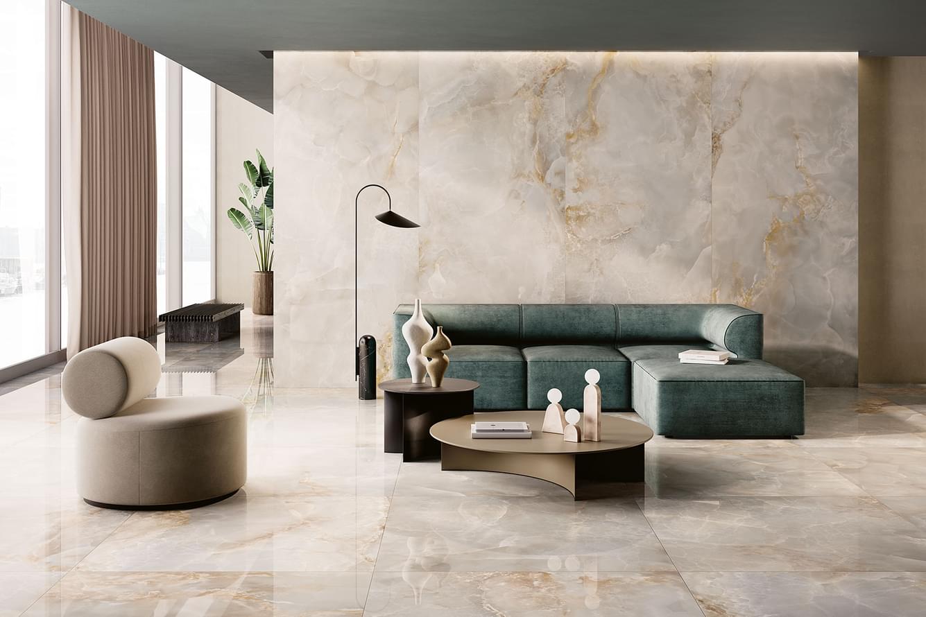 Фото в интерьере для гостиной COEM Ceramiche Onice Effect