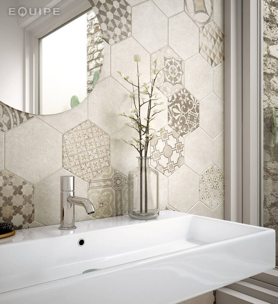 Фото в интерьере для ванной Equipe Hexatile Cement
