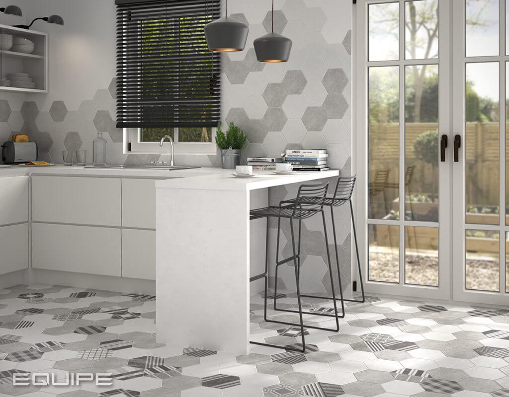 Фото в интерьере для кухни Equipe Hexatile Cement