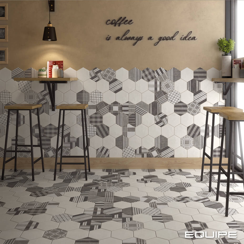 Фото в интерьере для кухни Equipe Hexatile Cement