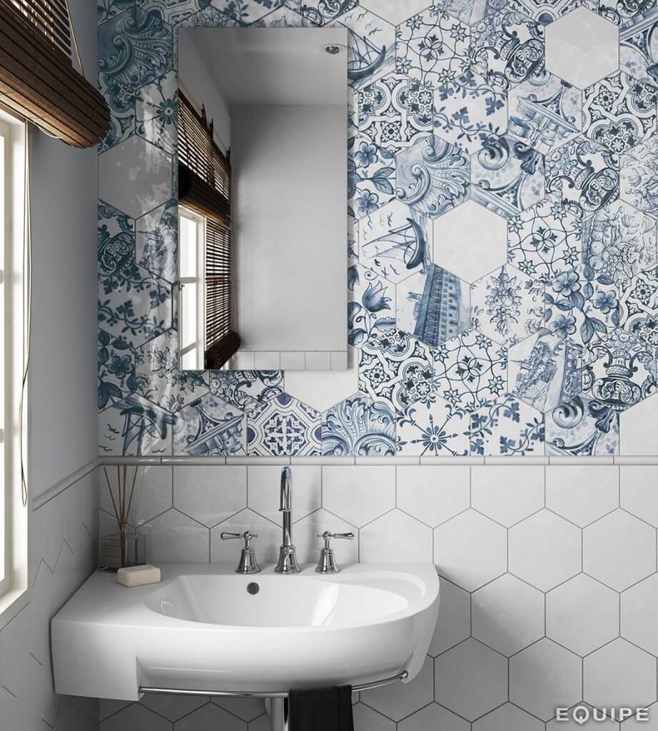 Фото в интерьере для ванной Equipe Hexatile