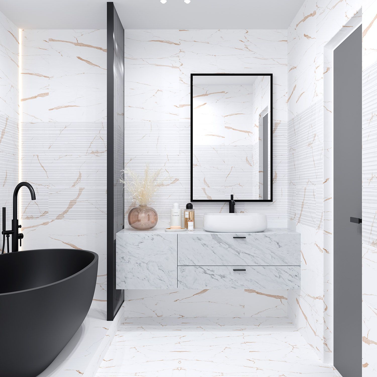 Фото в интерьере для ванной Eurotile Statuario Gold