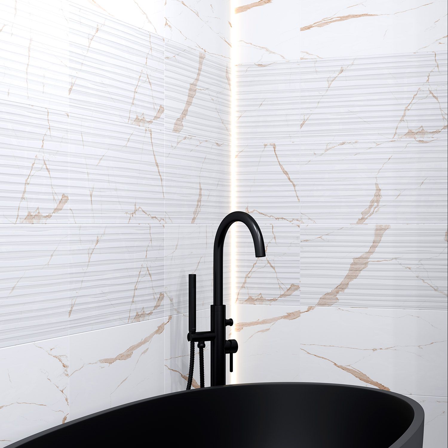 Фото в интерьере для ванной Eurotile Statuario Gold