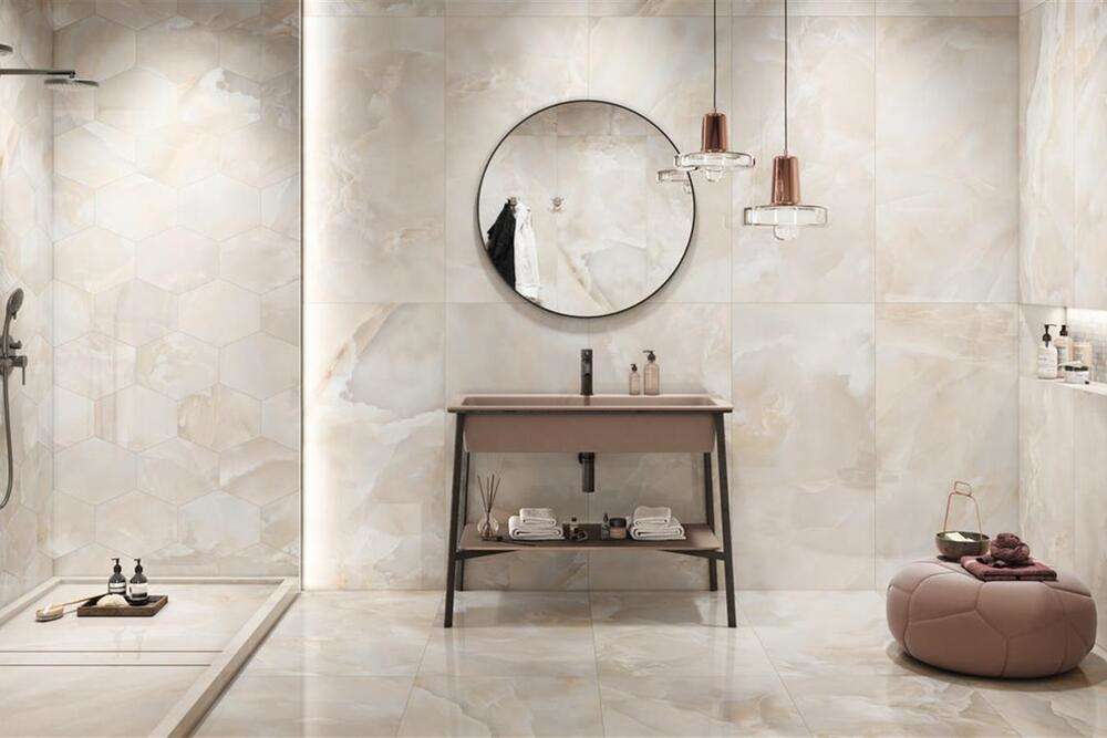 Фото в интерьере для ванной FMG Onice Alabastrino Select Marmi