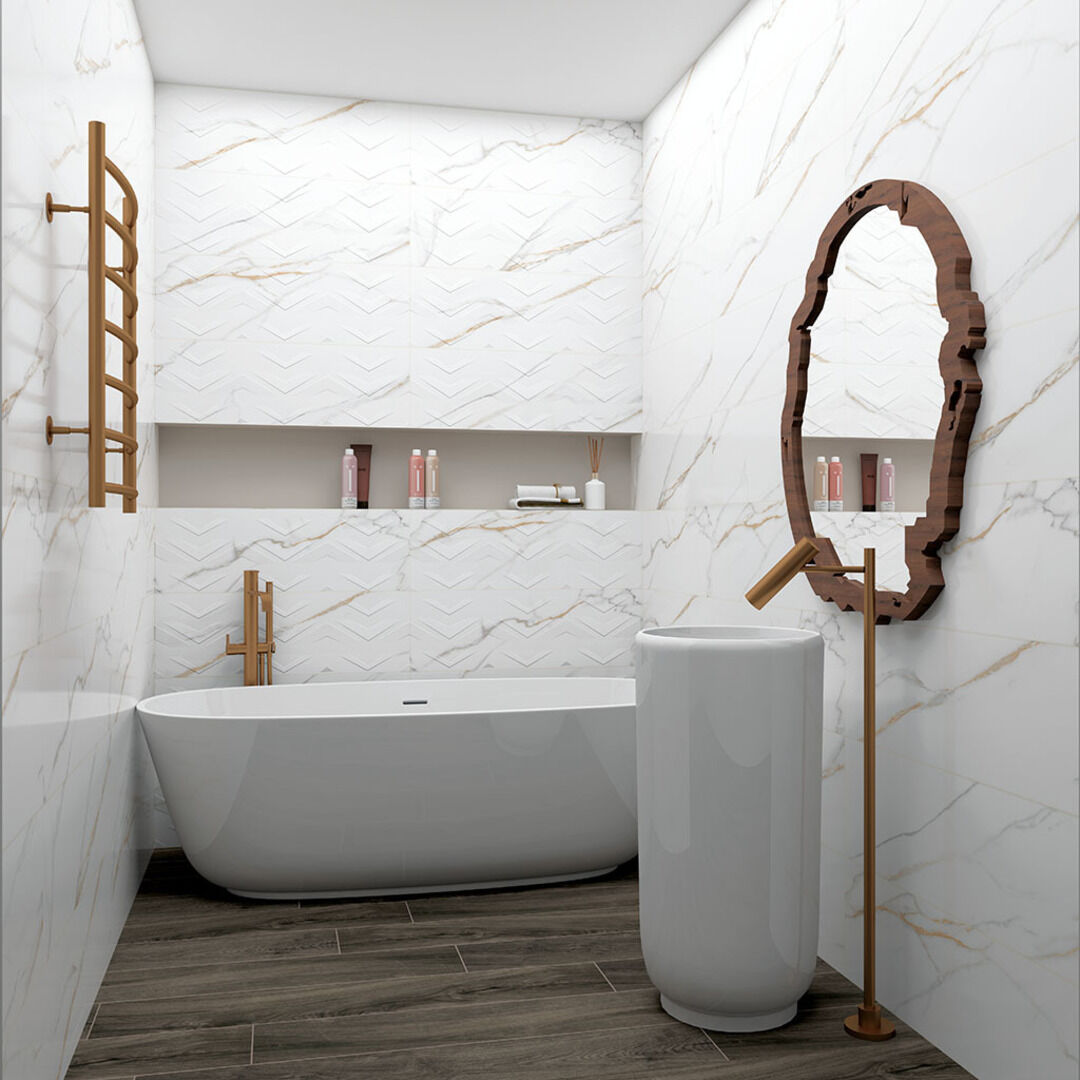 Фото в интерьере для ванной Gravita Statuario