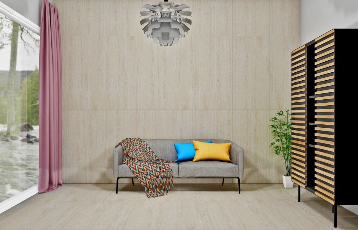 Фото в интерьере для гостиной Gresant Travertino Beige