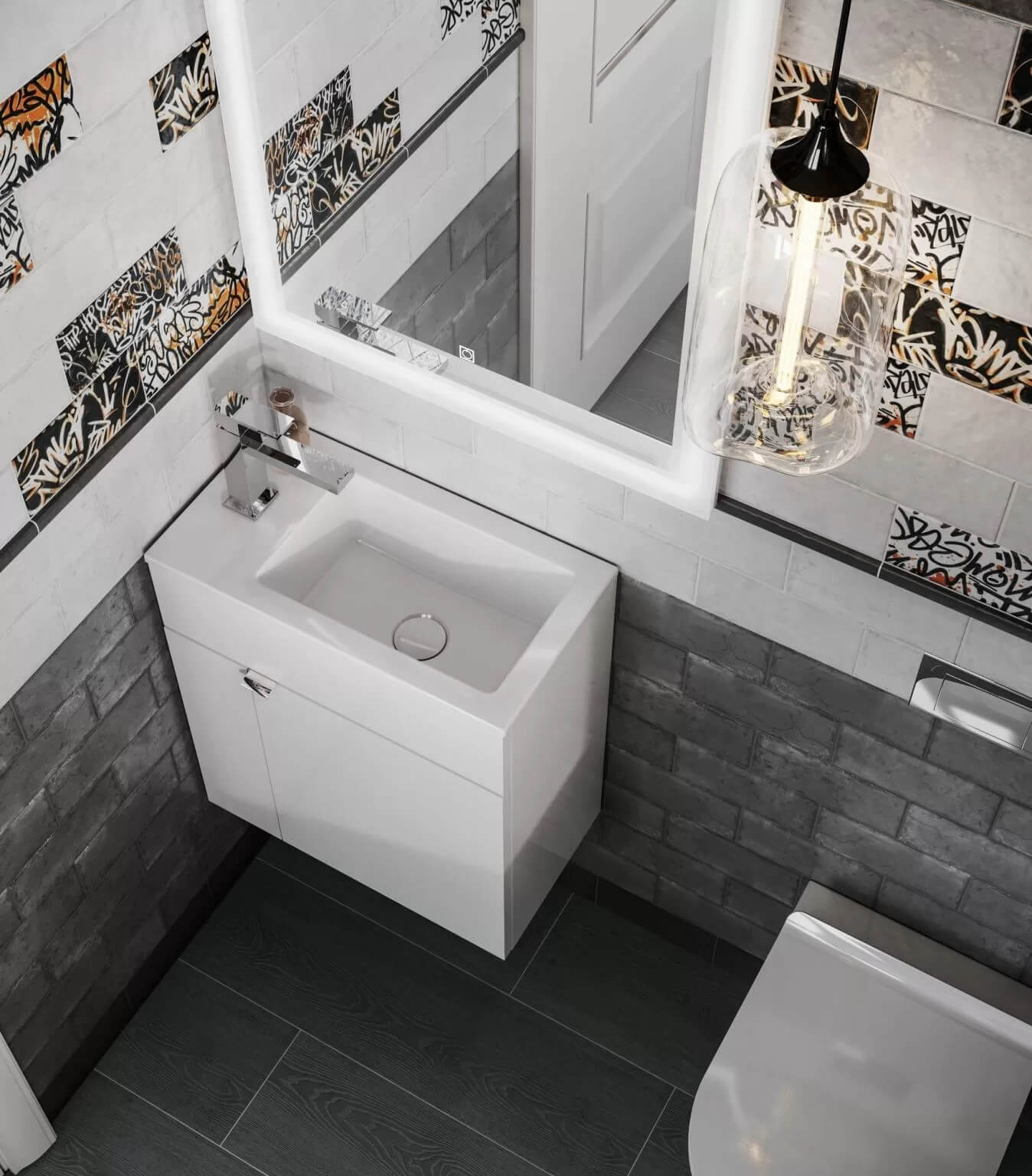 Фото в интерьере для туалета Керама Марацци Граффити