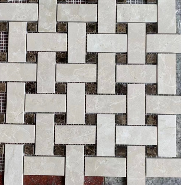 Керамическая Marble Mosaic Мозаика Carpet Series Basket Weave Botticino Pol 30,5х30,5
