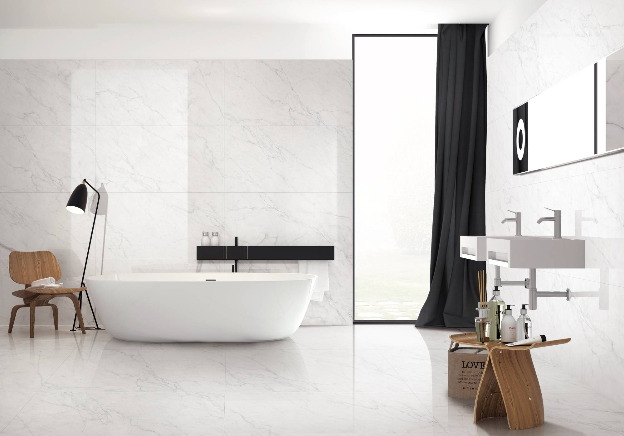 Фото в интерьере для ванной Marble Mosaic Carrara Bianco