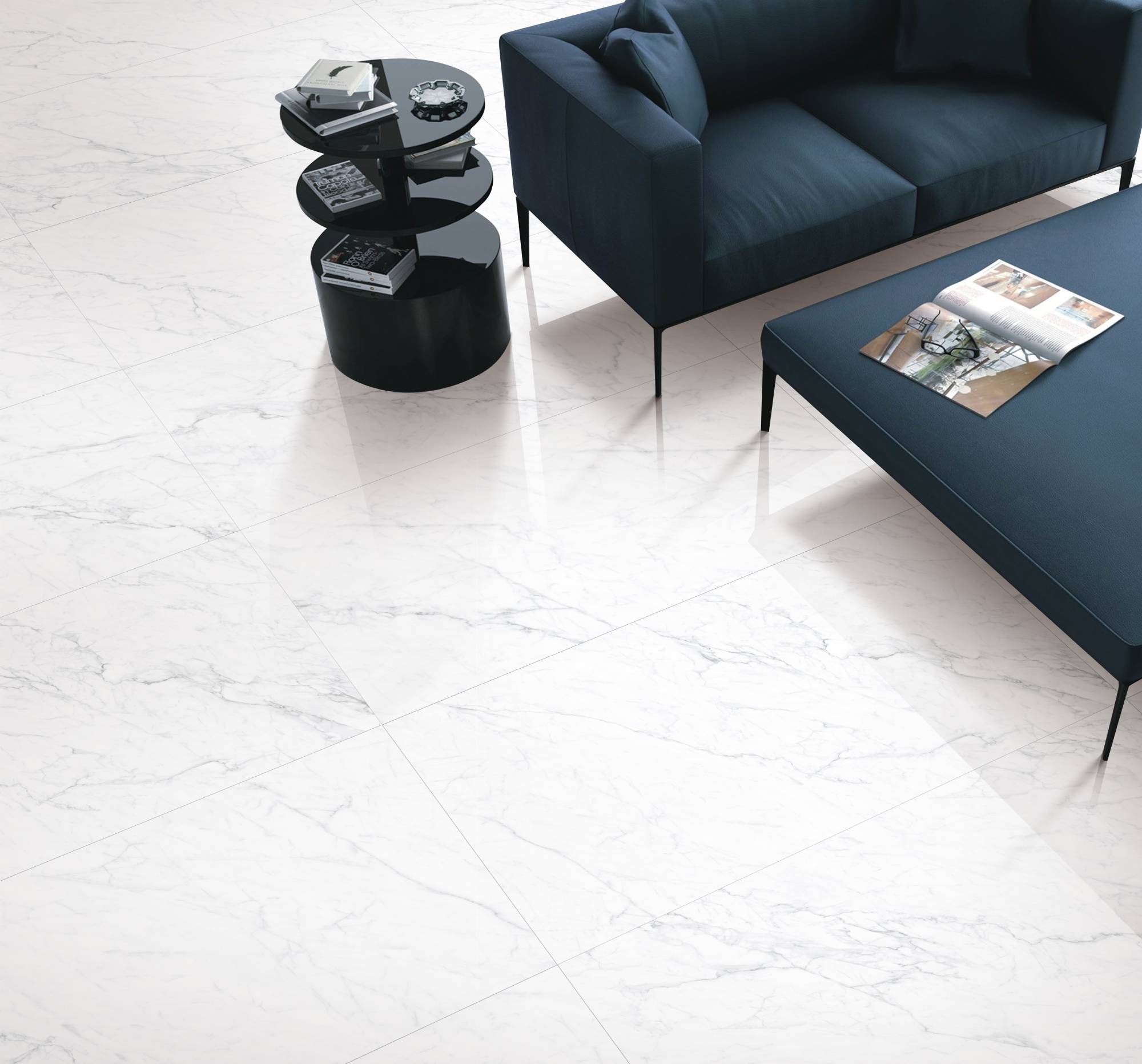 Фото в интерьере для гостиной Marble Mosaic Carrara Bianco
