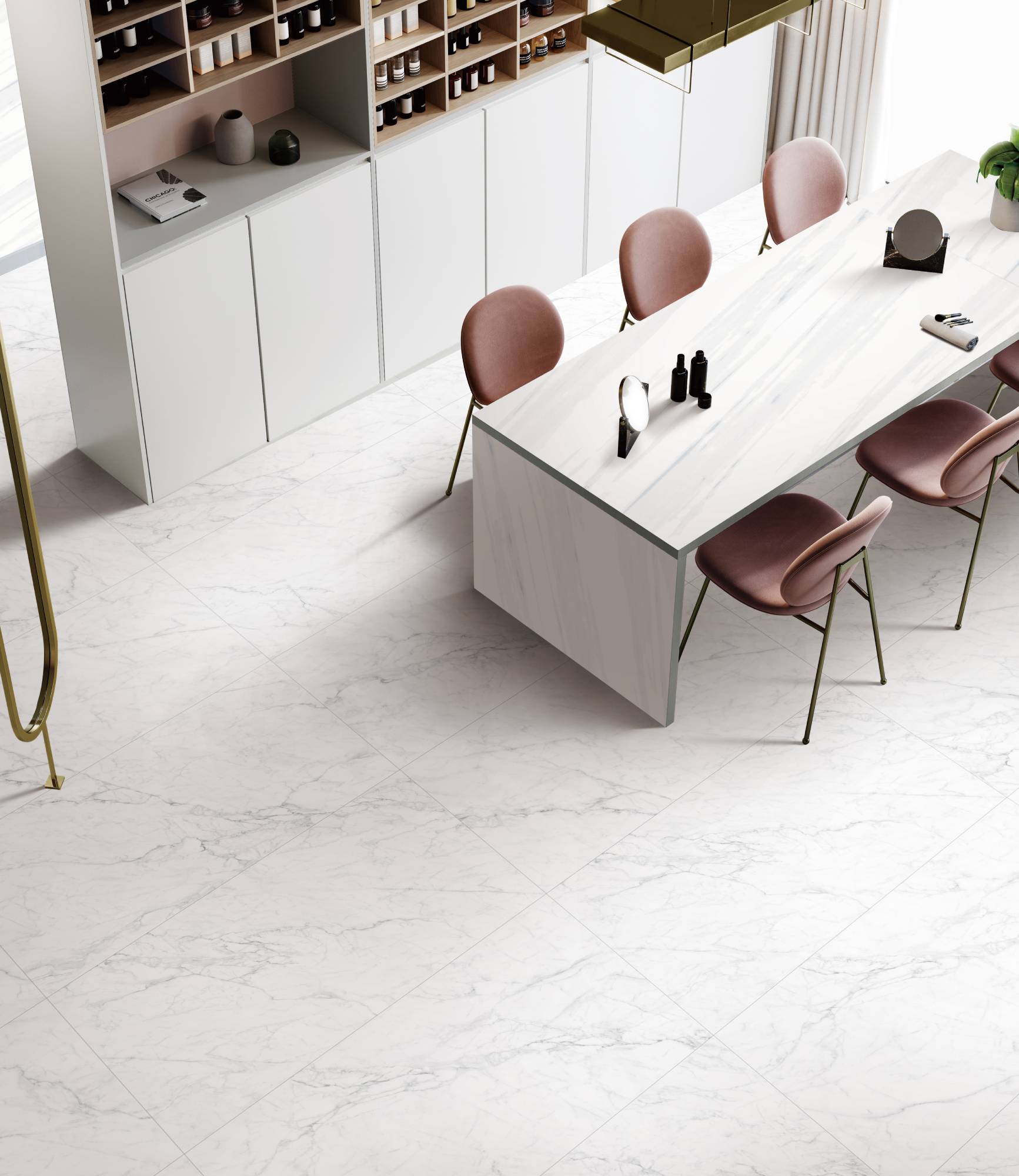 Фото в интерьере для офиса Marble Mosaic Carrara Bianco