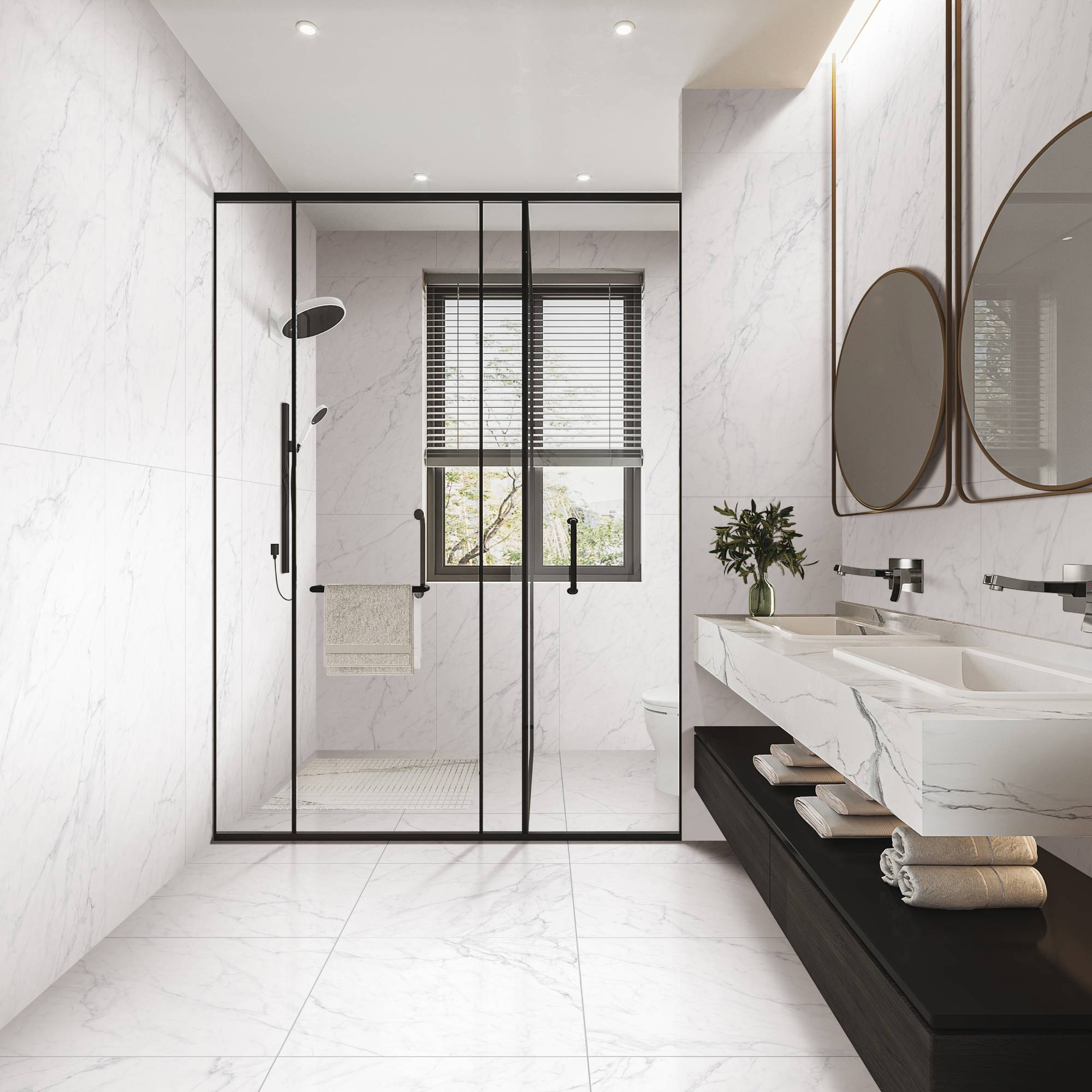 Фото в интерьере для ванной Marble Mosaic Carrara Bianco