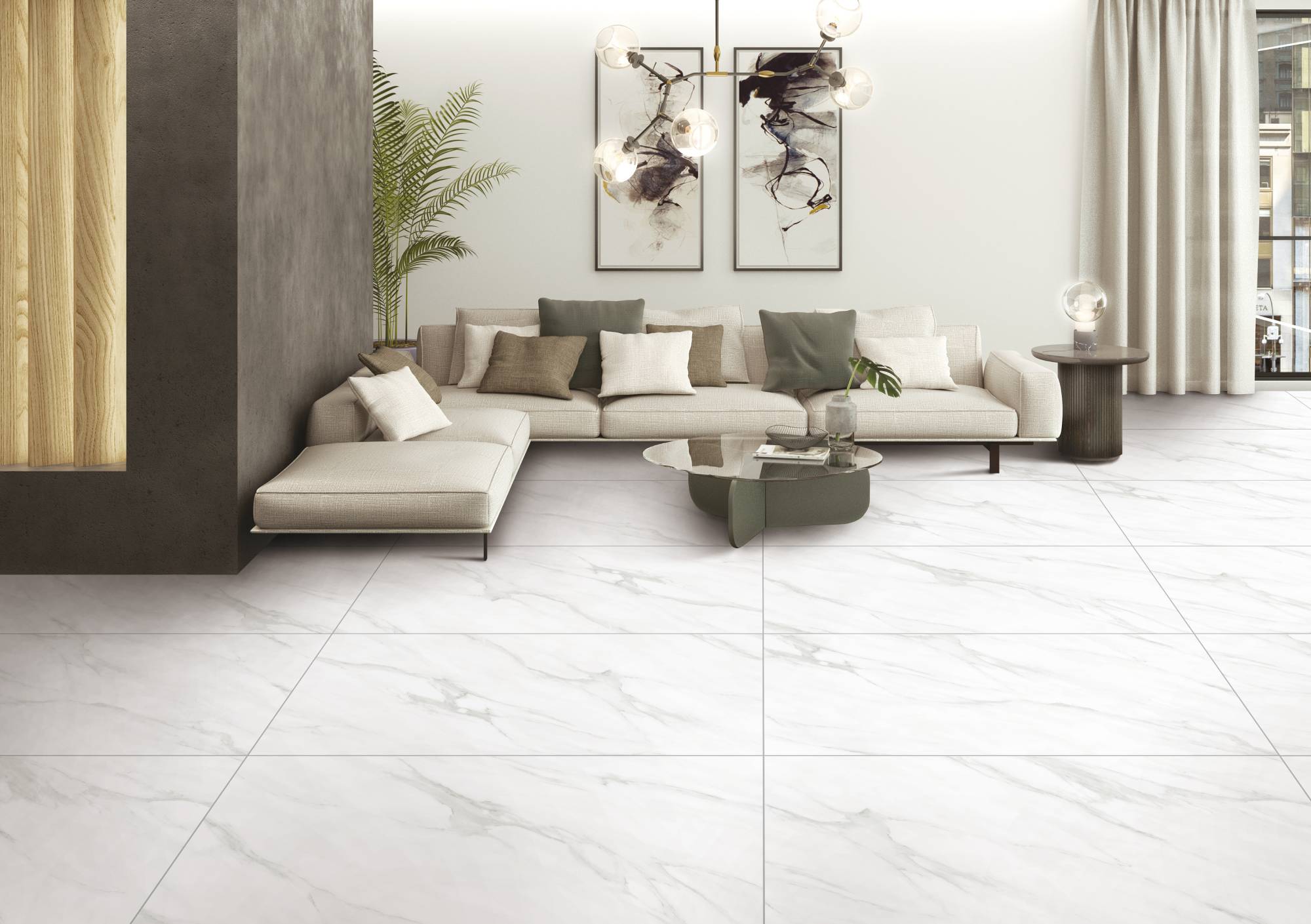 Фото в интерьере для гостиной Marble Mosaic Carrara Classic