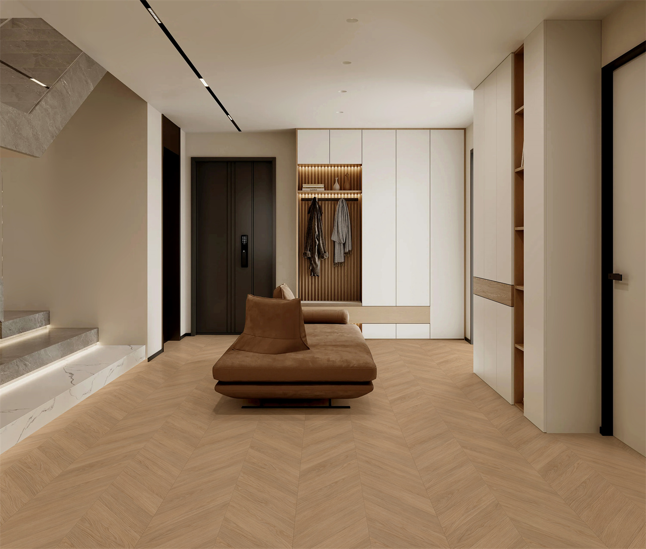 Фото в интерьере для общественных помещений Marble Mosaic Chevron Oak