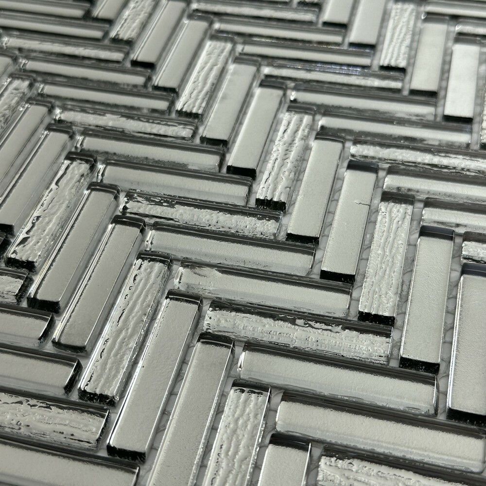 Керамическая Marble Mosaic Glass Мозаика Chevron Silver 30х30
