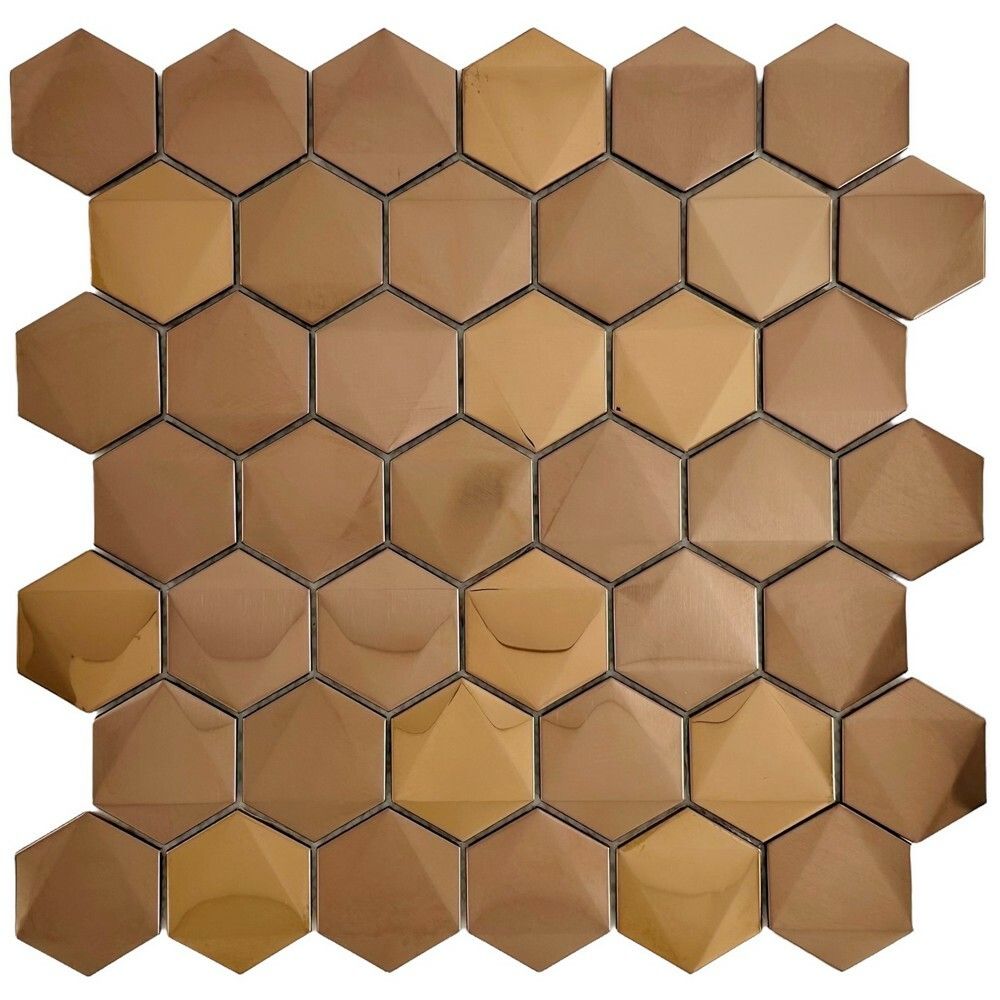 Керамическая Marble Mosaic Stainless Steel Мозаика Hexagon Mix Cooper 30х30