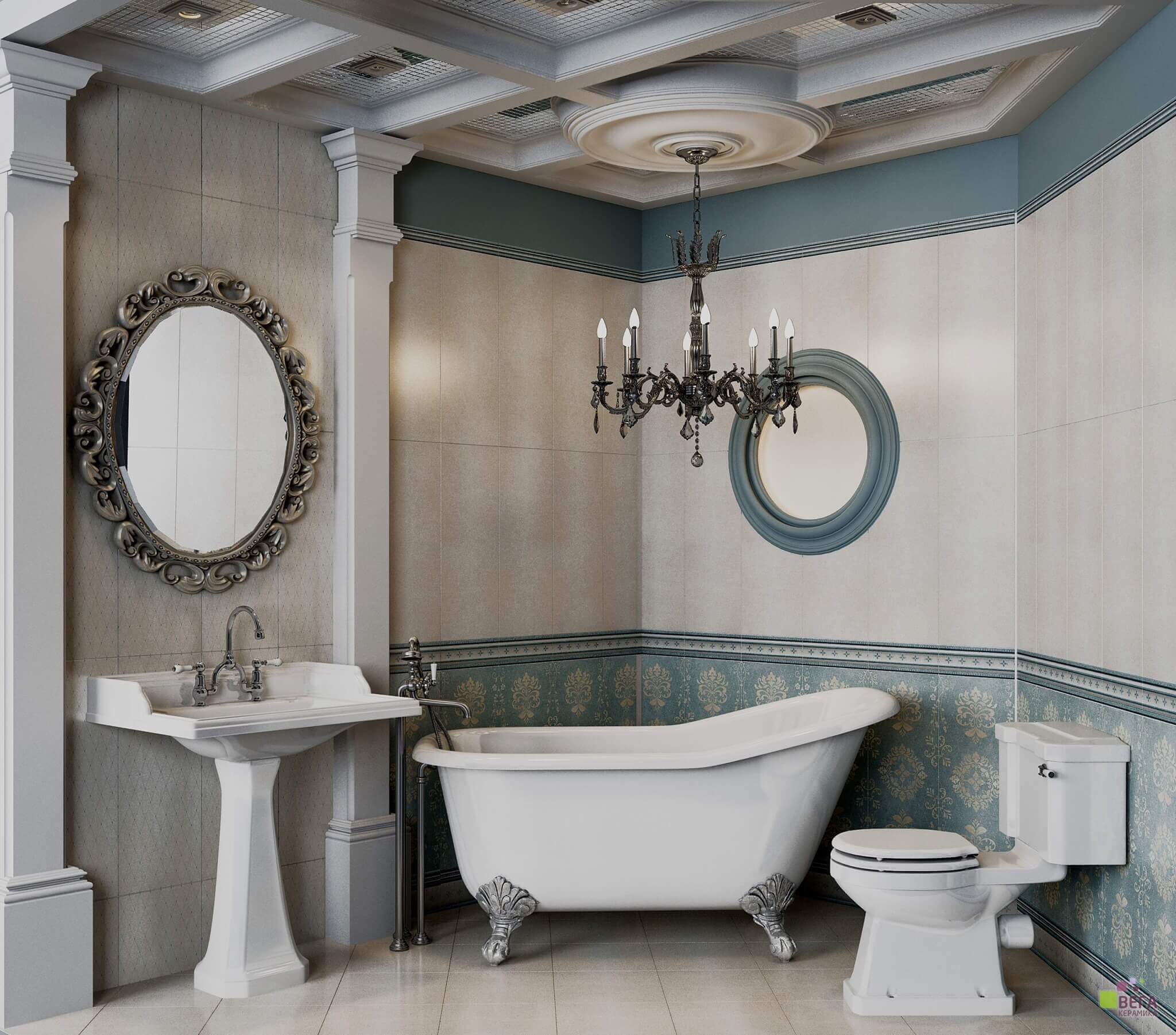 Фото в интерьере для ванной Mayolica Victorian