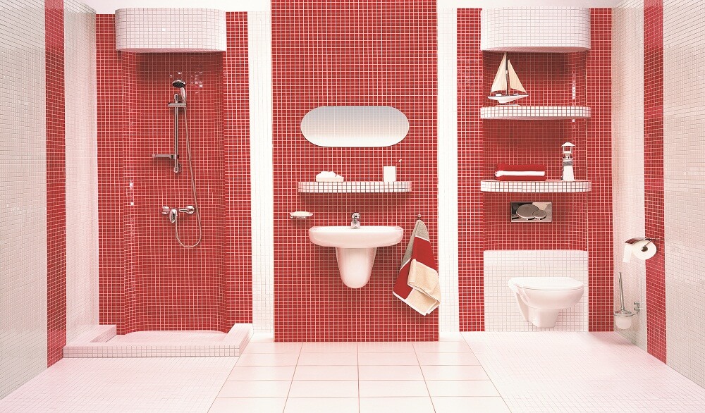 Фото в интерьере для ванной Paradyz Altea Bianco / Nero/Rosa