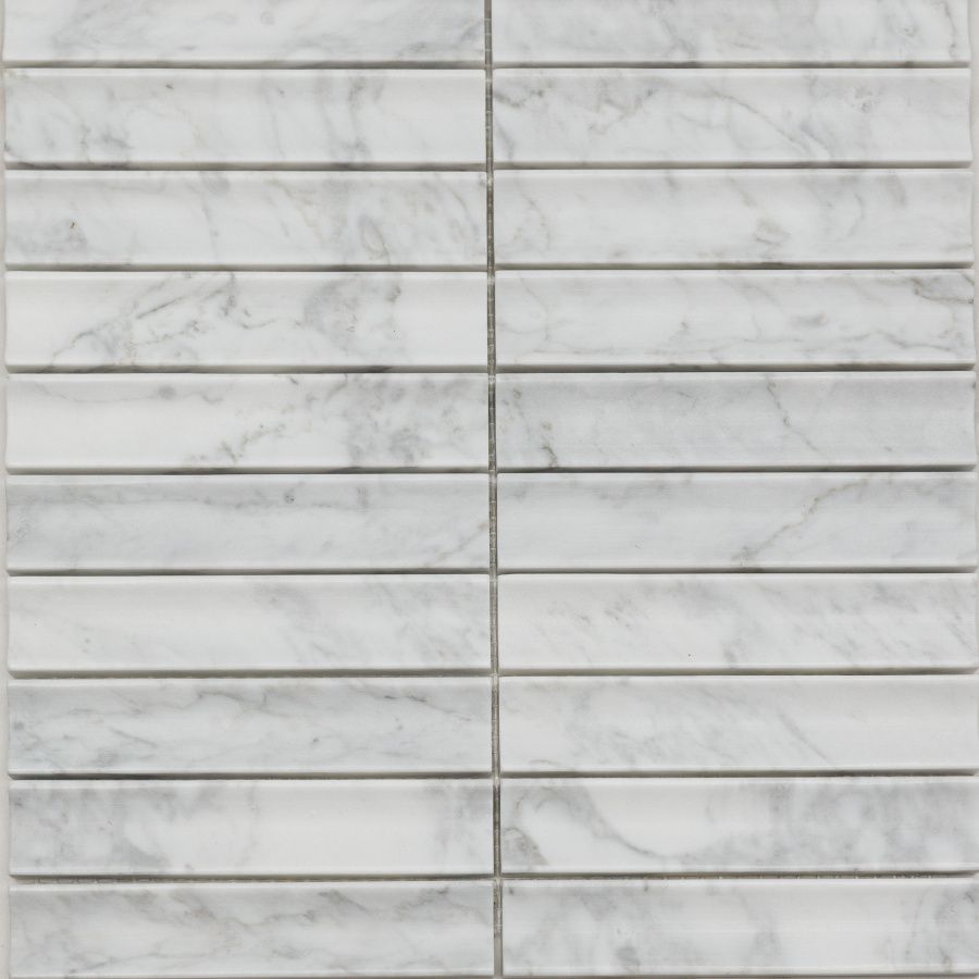 Мраморная Pixel Венеция PIX 341 Bianco Carrara Concave чип 30х151 мм матовая