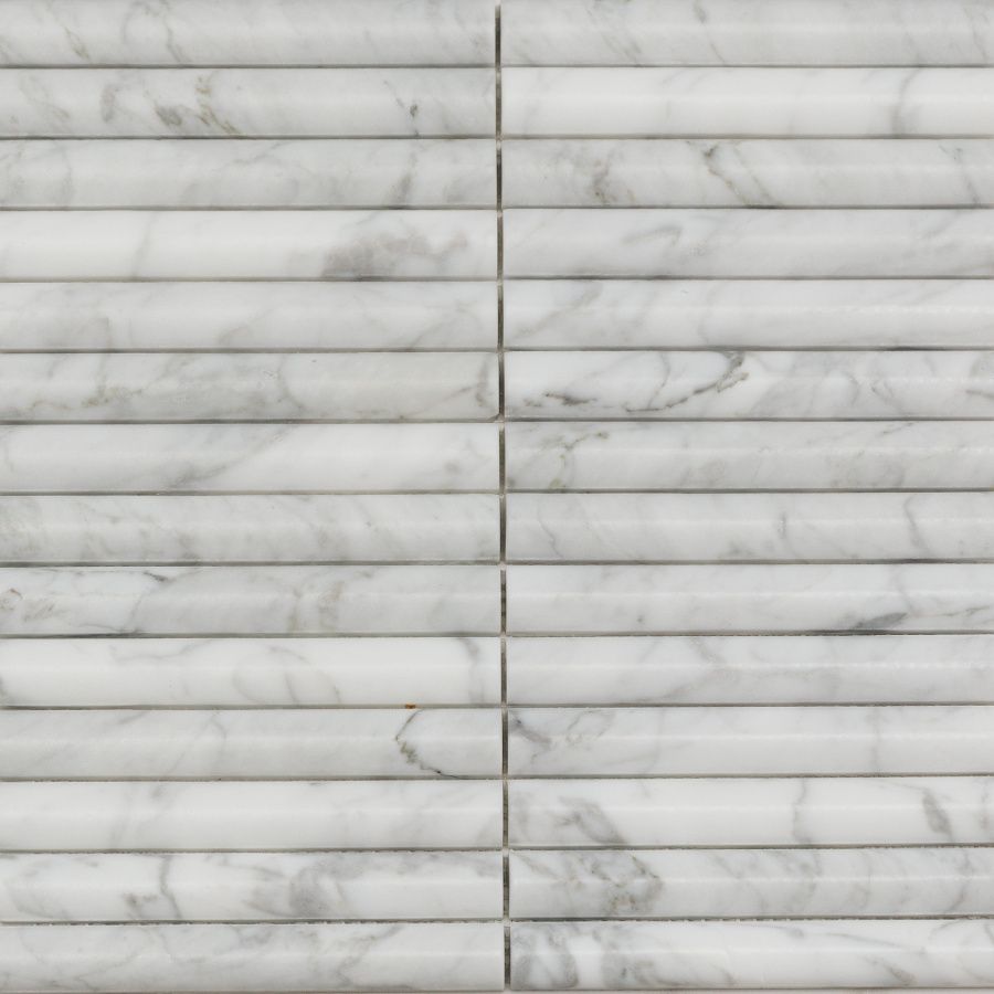 Мраморная Pixel Венеция PIX 342 Bianco Carrara Convex чип 20х151 мм матовая