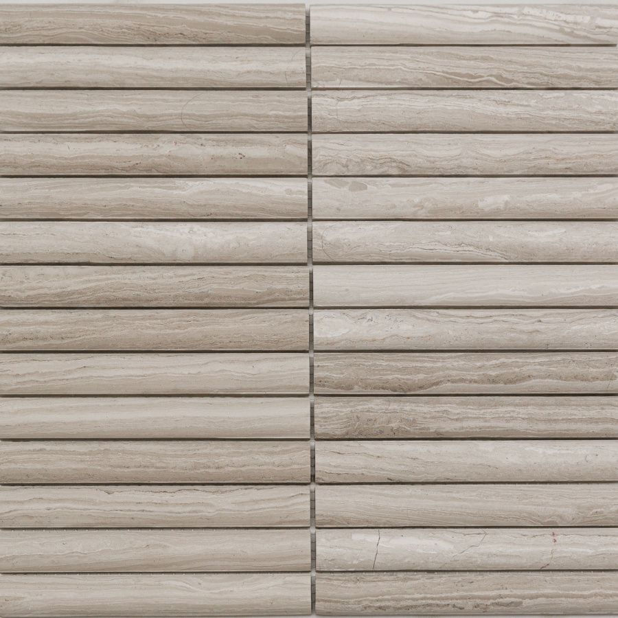 Мраморная Pixel Венеция PIX 348 White Wooden Convex чип 20х151 мм сетка 300х305х12 матовая 