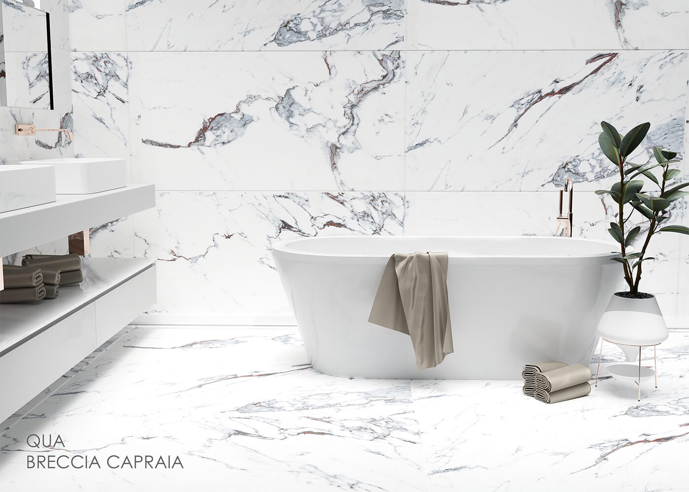 Фото в интерьере для ванной Qua Granite Breccia