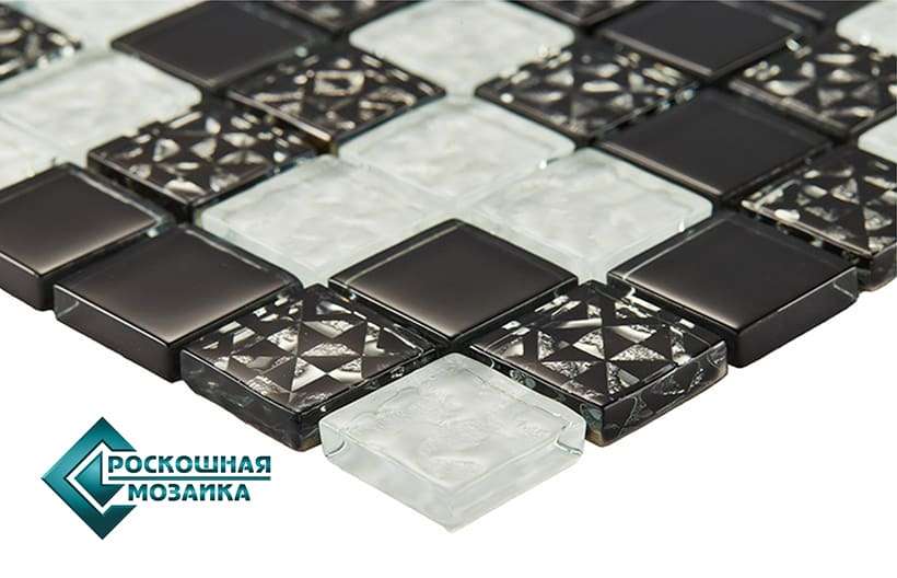 Фото в интерьере для ванной Роскошная мозаика Стеклянная чип 23х23 мм