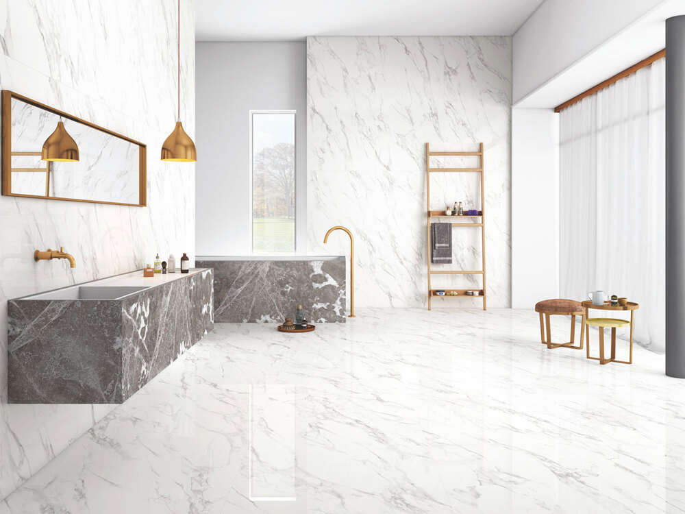 Фото в интерьере для ванной Simpolo Carrara Dove