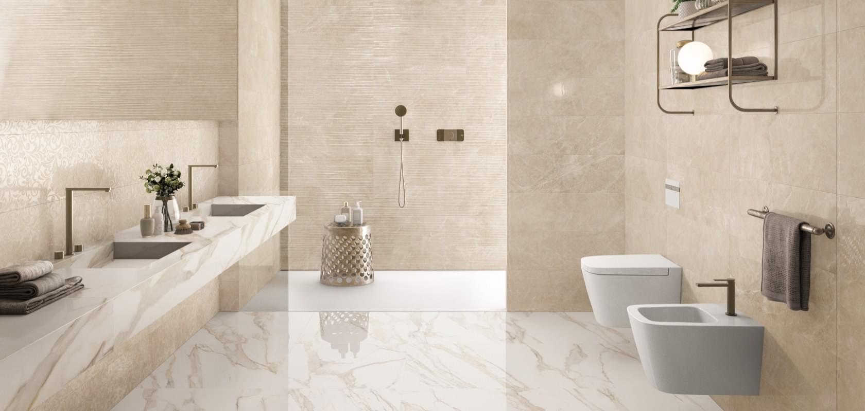 Фото в интерьере для душа Supergres Purity Marble