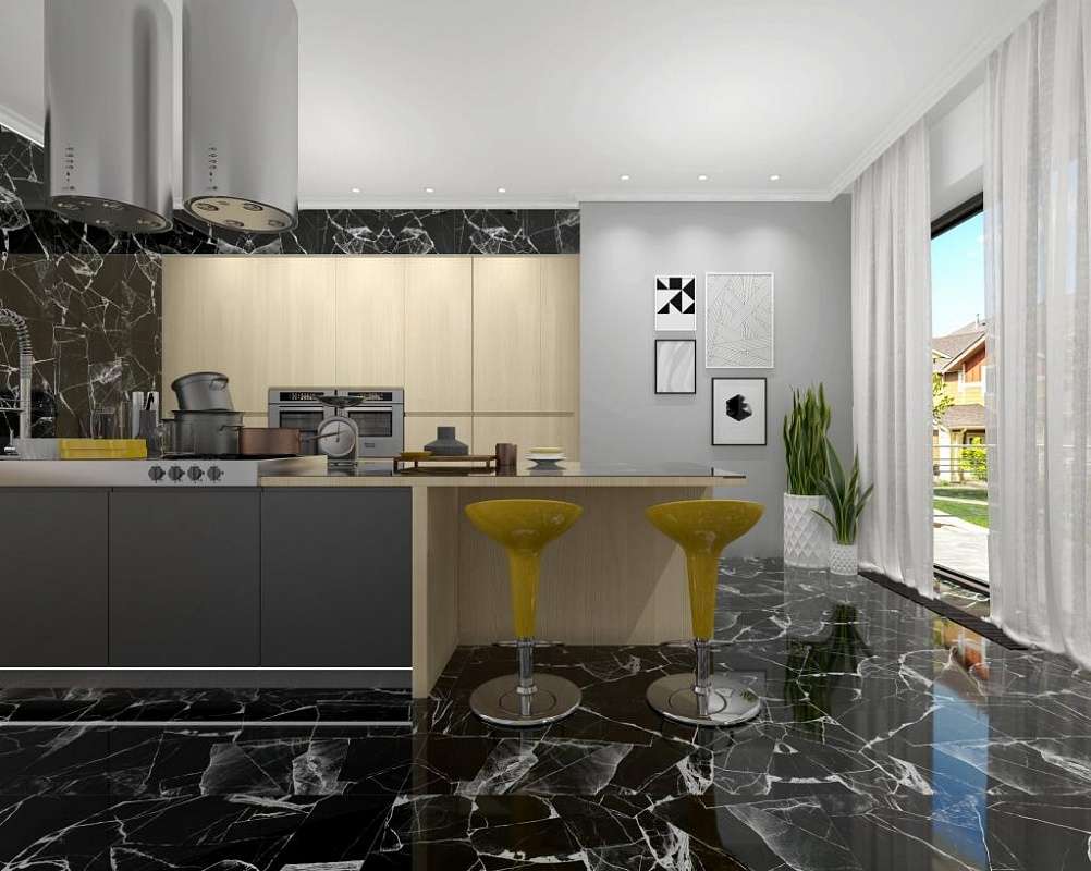 Фото в интерьере для кухни Tile Kraft Flagonyx Black