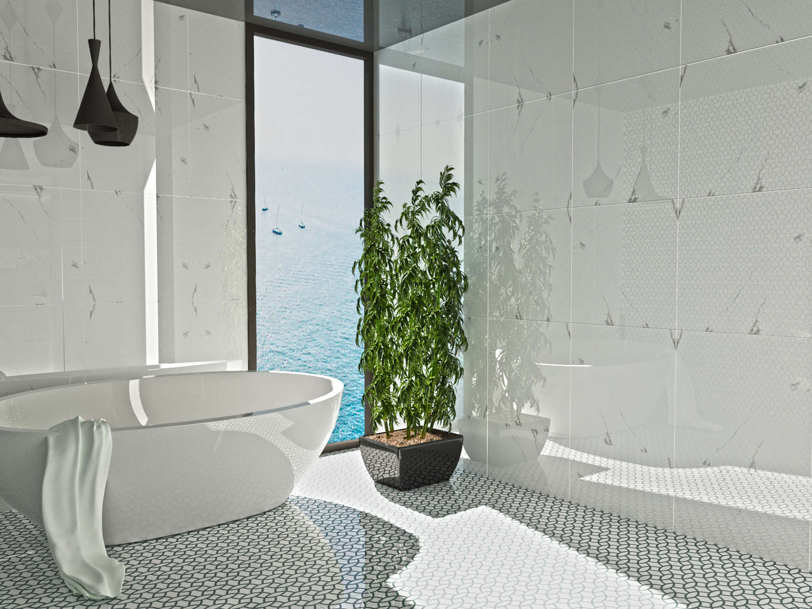Фото в интерьере для ванной Tile Kraft Marmo Calacatta Decor