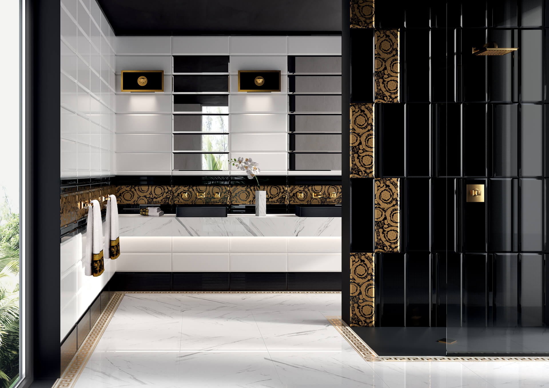 Фото в интерьере для ванной Versace Solid Gold