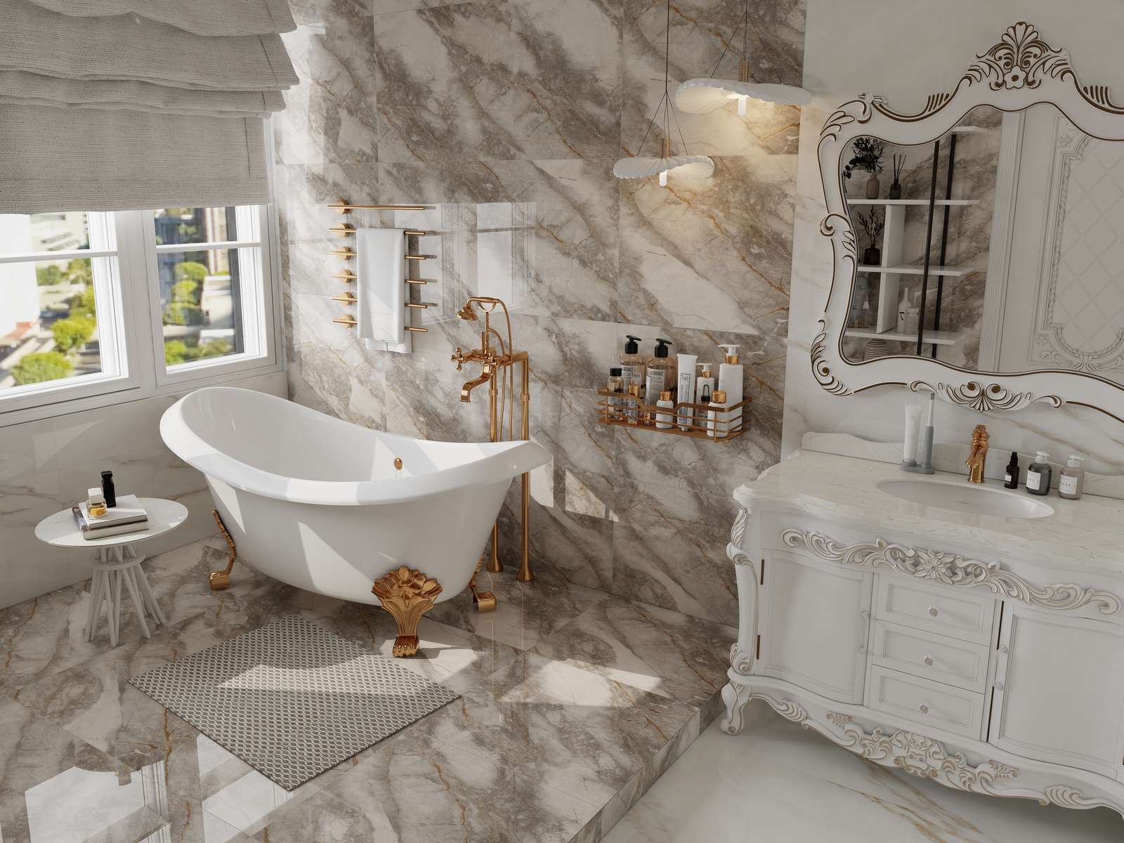Фото в интерьере для ванной Zibo Fusure Shanghai Marble